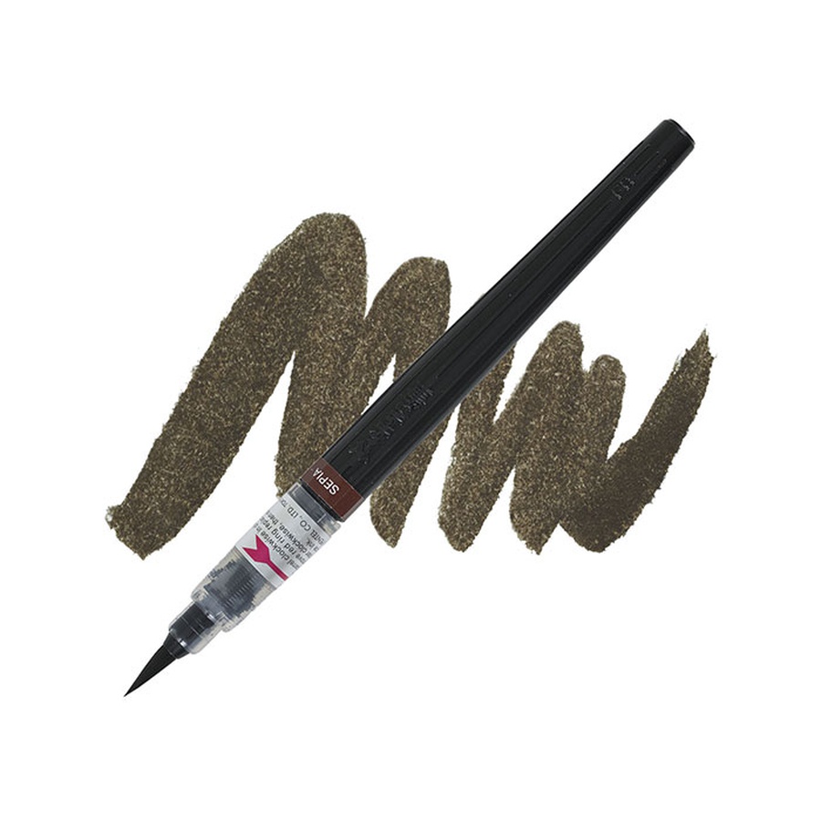 фото Ручка кисть с краской pentel colour brush сепия
