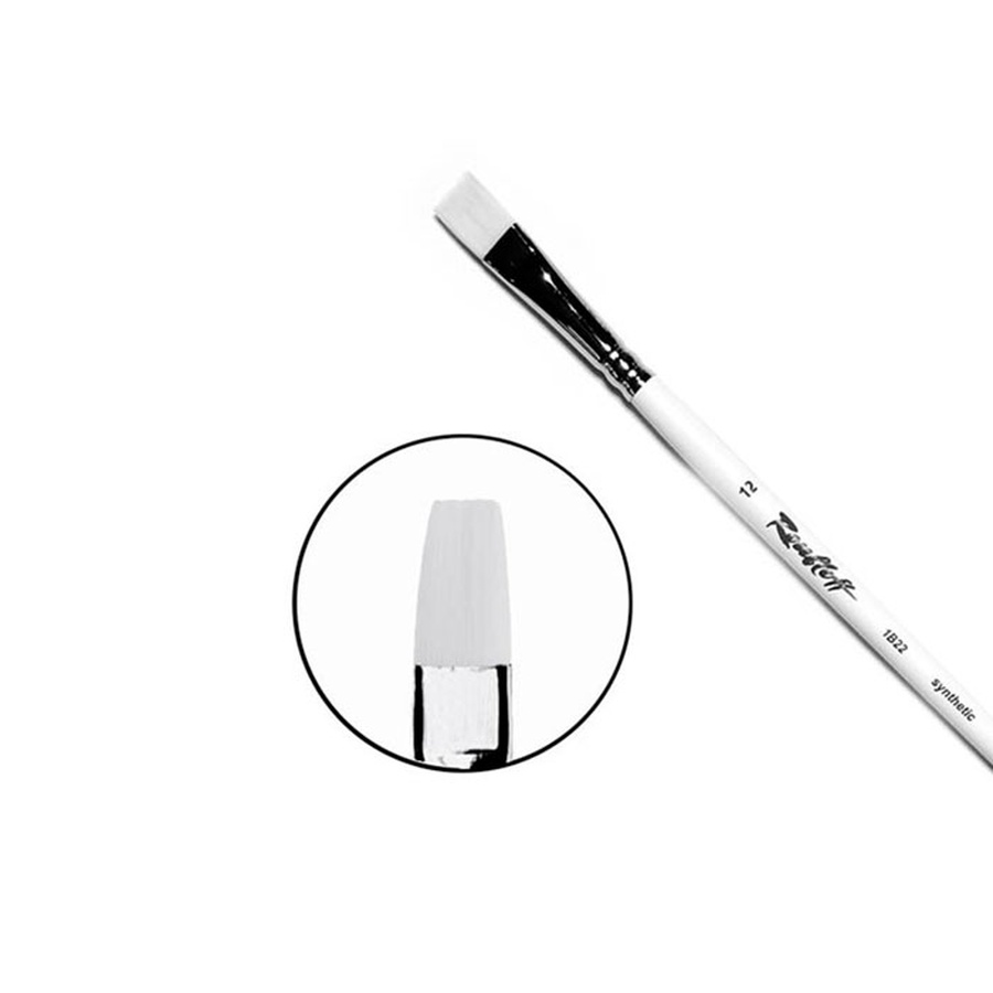 изображение Кисть синтетика под щетину roubloff № 12 плоская, длинная ручка 1b22w