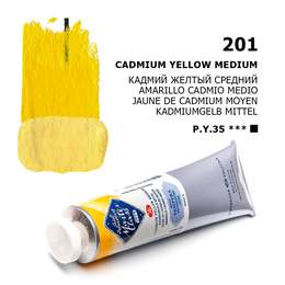 изображение Краска темперная пва мастер-класс, туба 46 мл, кадмий желтый средний № 201