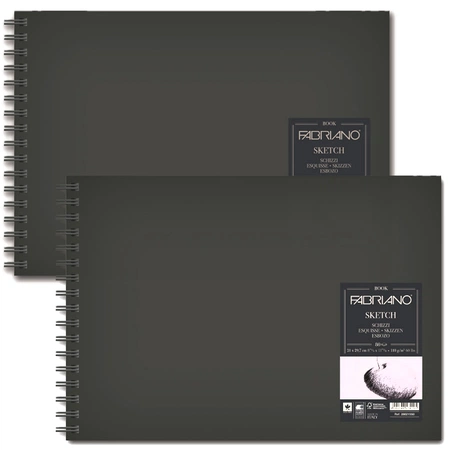 Комплект "Блокнот для зарисовок FABRIANO Sketchbook 110г/м.кв 14,8x21см мелкозернистая 80л (ландшафт) спираль" 2 шт. фото Комплект "блокнот для зарисовок fabriano sketchbook 110г/м.кв 14,8x21см мелкозернистая 80л (ландшафт) спираль" 2 шт.