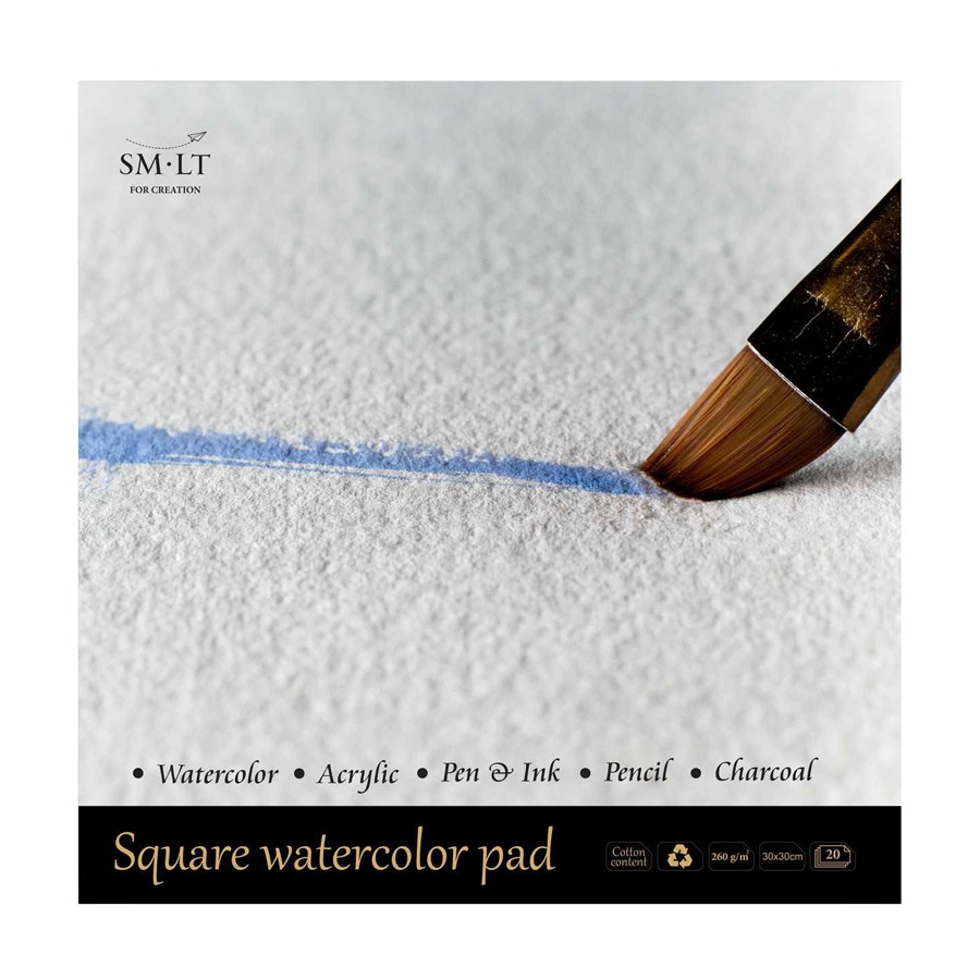 фотография Альбом для акварели smiltainis sm-lt square watercolor pad 260 г/м2, 30х30 см 20 листов