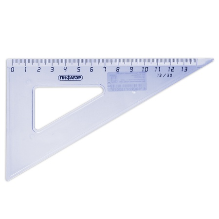 изображение Треугольник пластик 30*13 см пифагор, тонированный, прозрачный