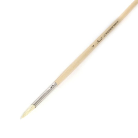 фотография Кисть щетина для масла сонет №4, диаметр 6мм круглая на длинной ручке покрытая лаком