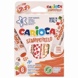 изображение Фломастеры-штампы двусторонние carioca «stamperello», 6 цветов, смываемые