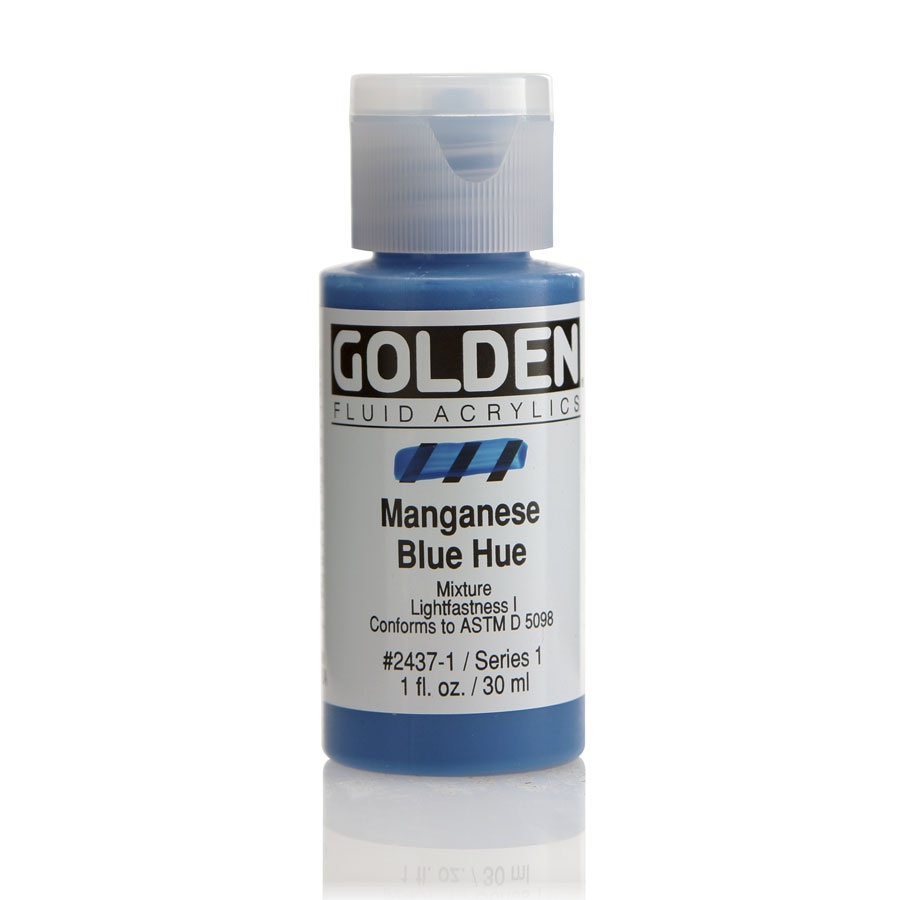 фотография Краска акриловая golden fluid, банка 30 мл, № 2437 синий марганец (им)