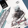 фотография Набор спиртовых маркеров малевичъ graf'art brush, серые 12 цветов
