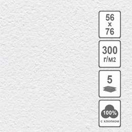 картинка Бумага акварельная, 300 г/м2, 560 х 760 мм, 5 л/уп, хлопок 100%, белая