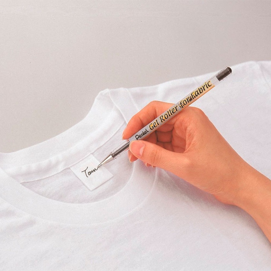 изображение Ручка гелевая по ткани pentel gel roller for fabric, чёрная 1 мм