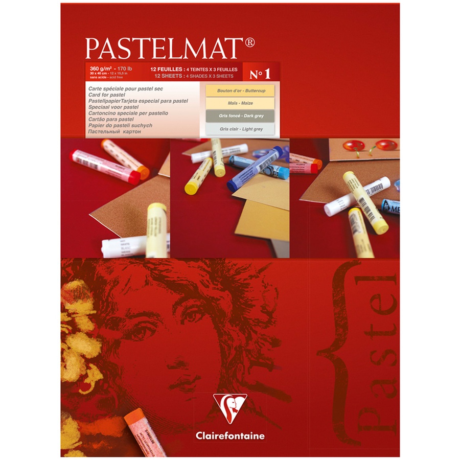 фотография Блокнот для пастели clairefontaine pastelmat, 30х40 см, 360г/м2, четырехцветный блок, 12 листов