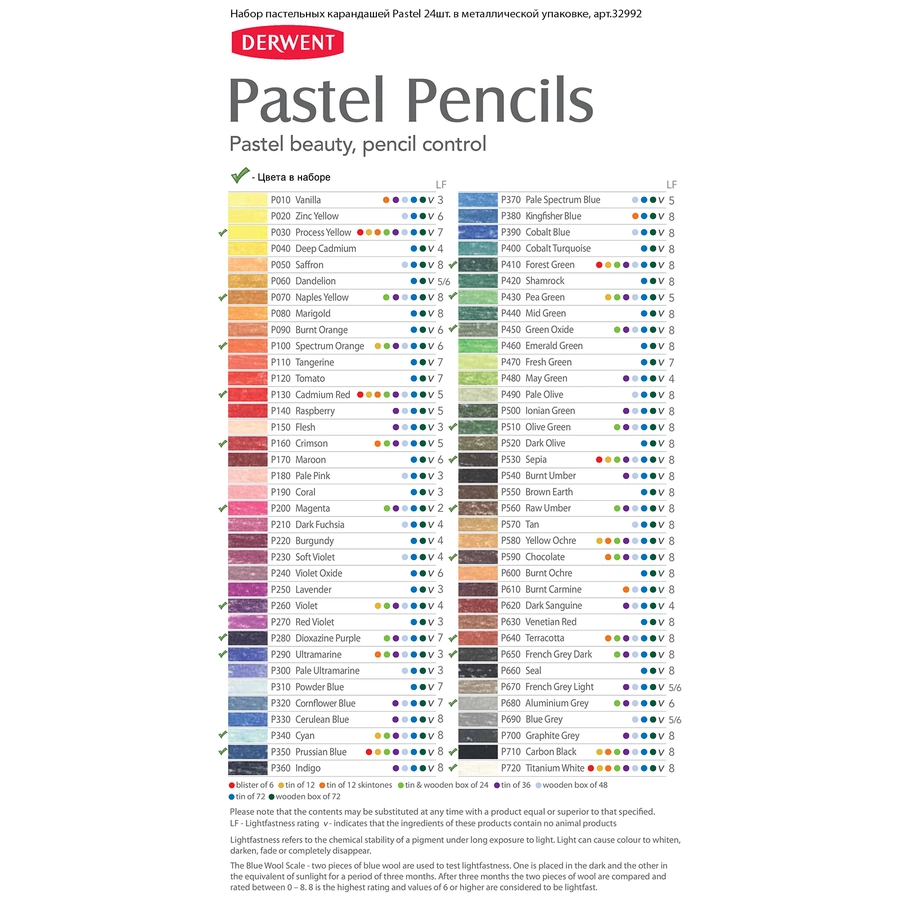 фото Набор пастельных карандашей derwent pastelpencils из 24 цветов