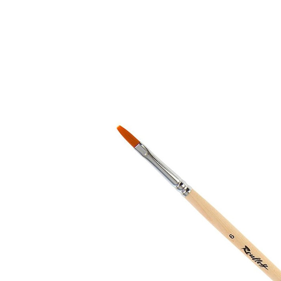 картинка Кисть синтетика roubloff № 6 плоская, длинная ручка, 1222