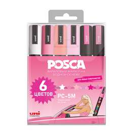 картинка Набор маркеров posca pc-5m кукла, 6 шт