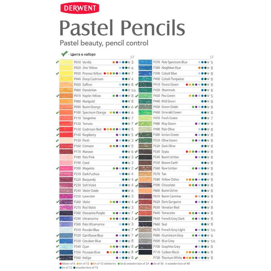фотография Набор пастельных карандашей 36 цветов в металлической коробке derwent pastelpencils