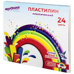 картинка Пластилин классический юнландия «юный волшебник», 24 цвета, 480 г, о стеком