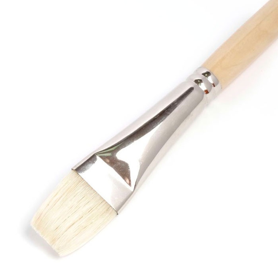 фото Кисть из щетины, плоская, с длинной деревянной ручкой, покрытой лаком №12 (22 мм)