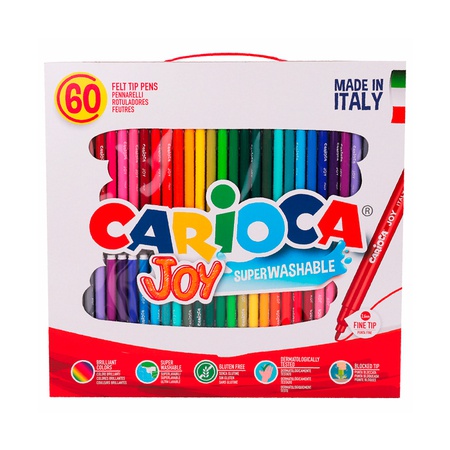 изображение Набор фломастеров carioca "joy", 60 штук, 30 цветов, суперсмываемые