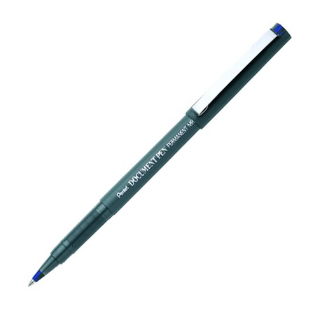 Перманентная ручка роллер Pentel Document Pen MR205 с пигментными синими чернилами. Рифлёная зона захвата, металлический клип. Архивные чернила устой…