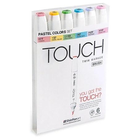 фото Набор маркеров touch brush shinhanart 6 пастельных цветов