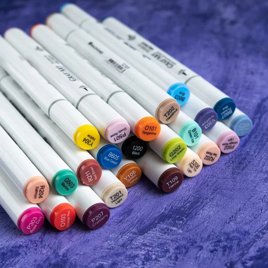 фотография Набор спиртовых маркеров малевичъ graf'art brush, мода 24 цвета
