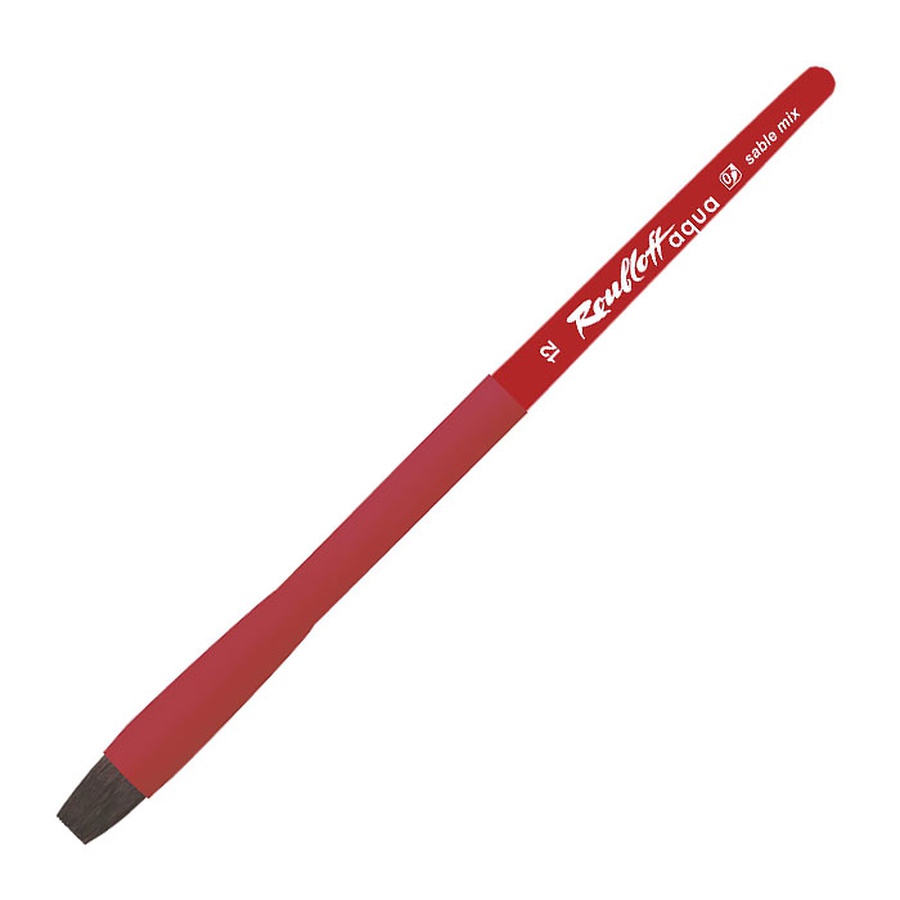 изображение Кисть roubloff aqua соболь-микс №12, плоская, короткая ручка, покрытие обоймы soft-touch