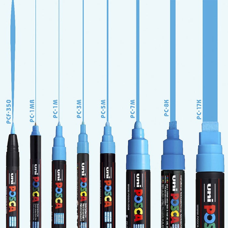 картинка Маркер posca pc-1mr, голубой, 0.7 мм, игольчатый наконечник