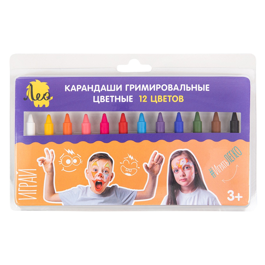 изображение Карандаши гримировальные цветные лео 12  цветов 42г.