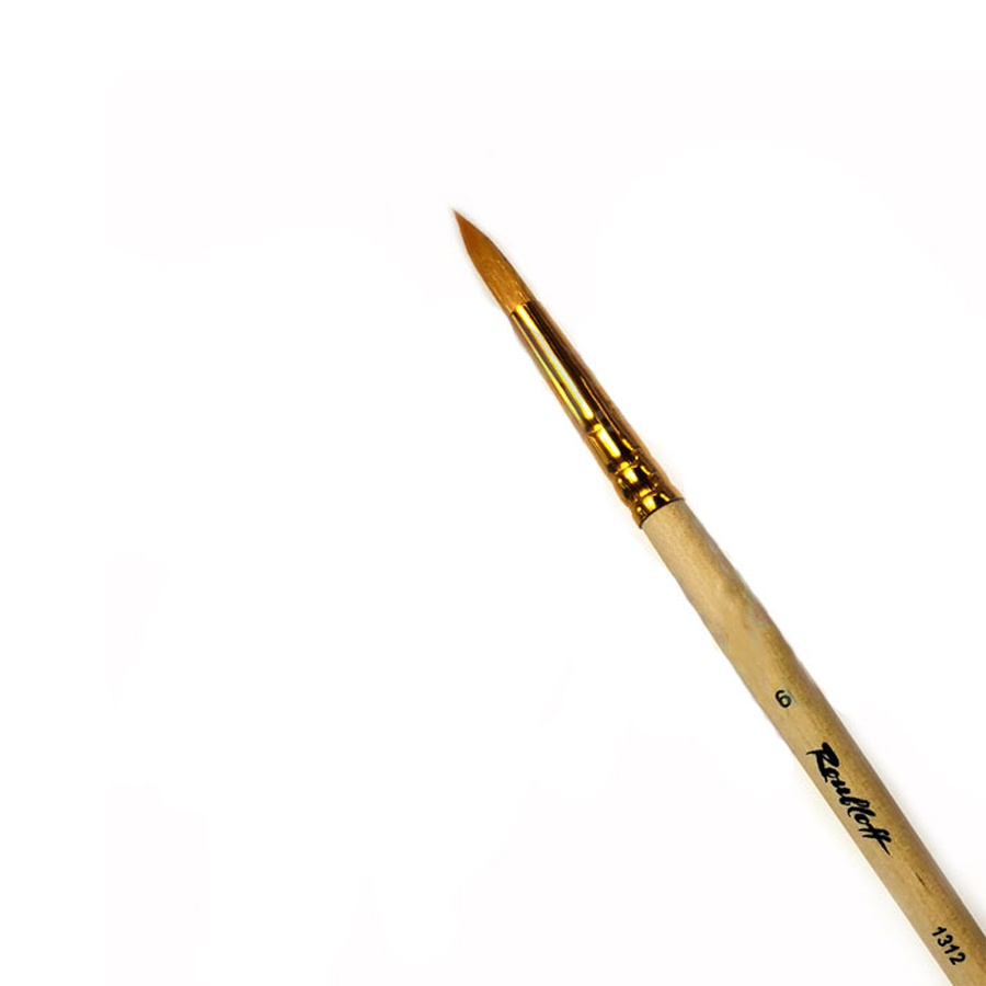 картинка Кисть синтетика roubloff № 6 круглая, длинная ручка, 1312