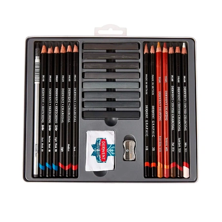 фото Набор карандашей для графики 24 предмета в металлической коробке derwent sketching collection