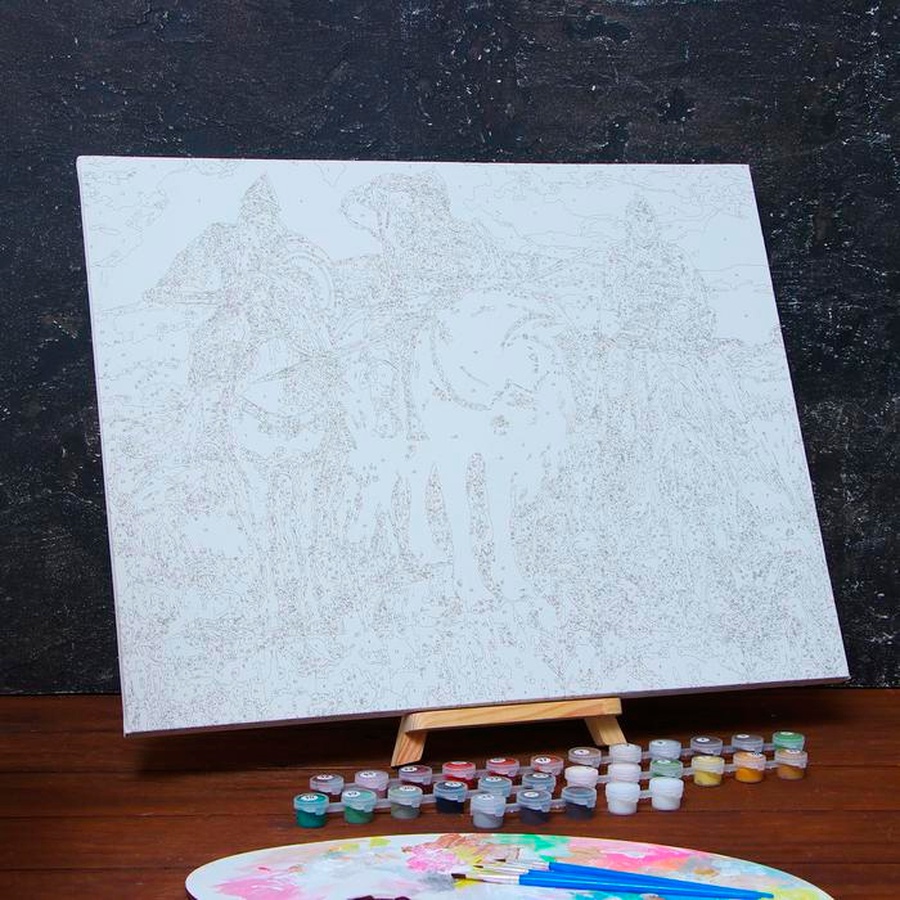фотография Картина по номерам на холсте с подрамником «богатыри» виктор васнецов 40х50 см