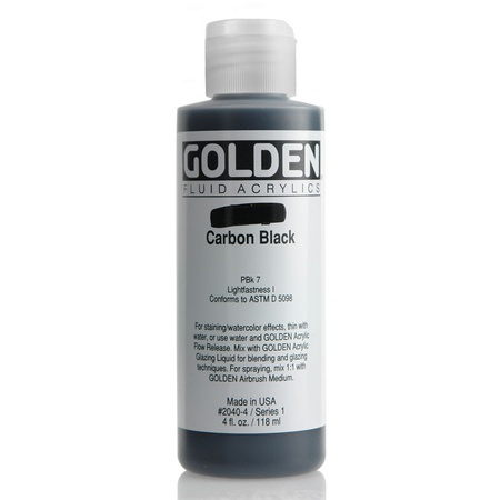 картинка Краска акриловая golden fluid, банка 118 мл, № 2040 карбон чёрный