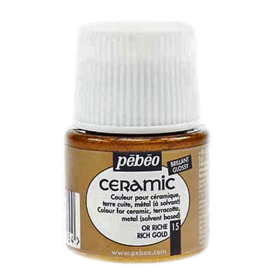 фото Краска по стеклу и керамике pebeo ceramic, цвет - золото, 45 мл