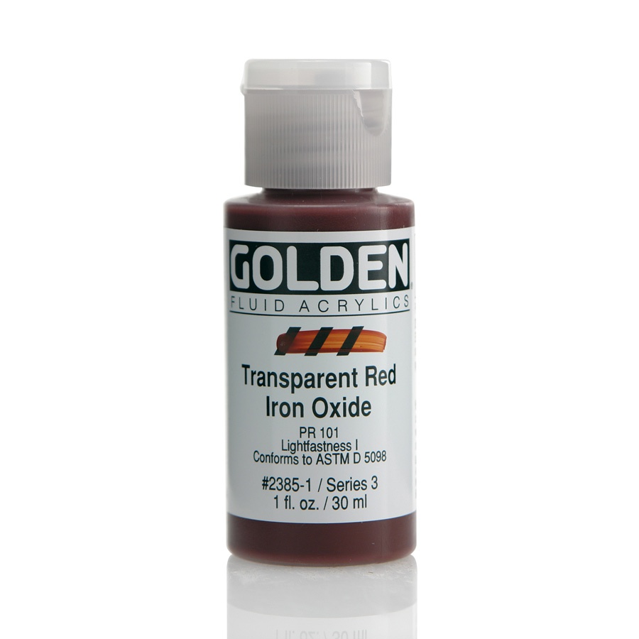 фото Краска акриловая golden fluid, банка 30 мл, № 2385 красный оксид прозрачный