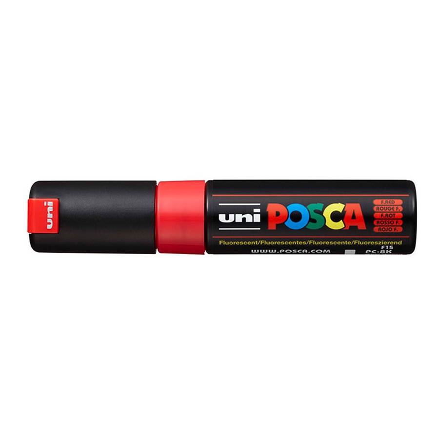 фото Маркер posca pc-8k, флуоресцентно-красный, до 8.0 мм, скошенный наконечник