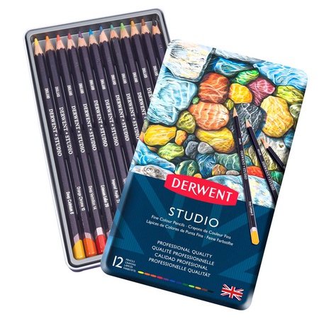 Набор цветных карандашей Derwent Studio, 12 цветов, металлический пенал