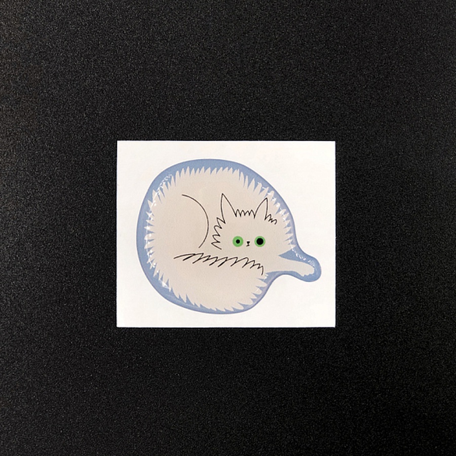 изображение Стикер объемный "тревожный котик вата"