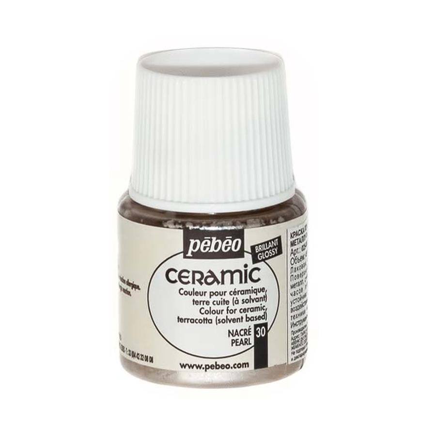 фотография Краска по стеклу и керамике pebeo ceramic, цвет - жемчужный, 45 мл