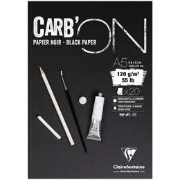 картинка Блокнот для эскизов и зарисовок clairefontaine carb'on, а5, 120г/м2, мелкое зерно, 20 листов