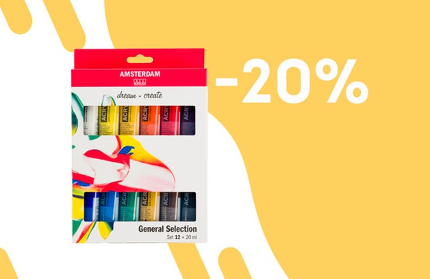 Скидка 20% на набор акриловых красок Amsterdam Стандарт 12цв*20мл
СКИДКА 20% НА НАБОР АКРИЛОВЫХ КРАСОК AMSTERDAM СТАНДАРТ 12 ЦВЕТОВ ПО 20МЛ
Купить акрил
Предложение действительно до 03.08.2021
СМОТРЕТЬ ВЕСЬ АССОРТИМЕНТ БРЕНДА&…