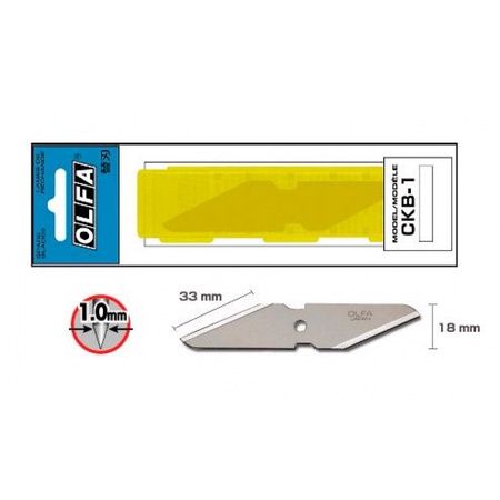 картинка Лезвие olfa для ножа ск-1 с двумя лезвиями, толщина лезвия 1 мм, в наборе 2 шт