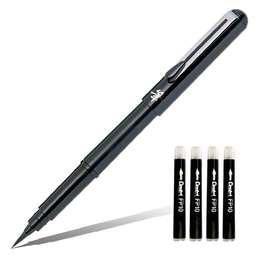 картинка Ручка-кисть pentel brush pen для каллиграфии, 4 картриджа