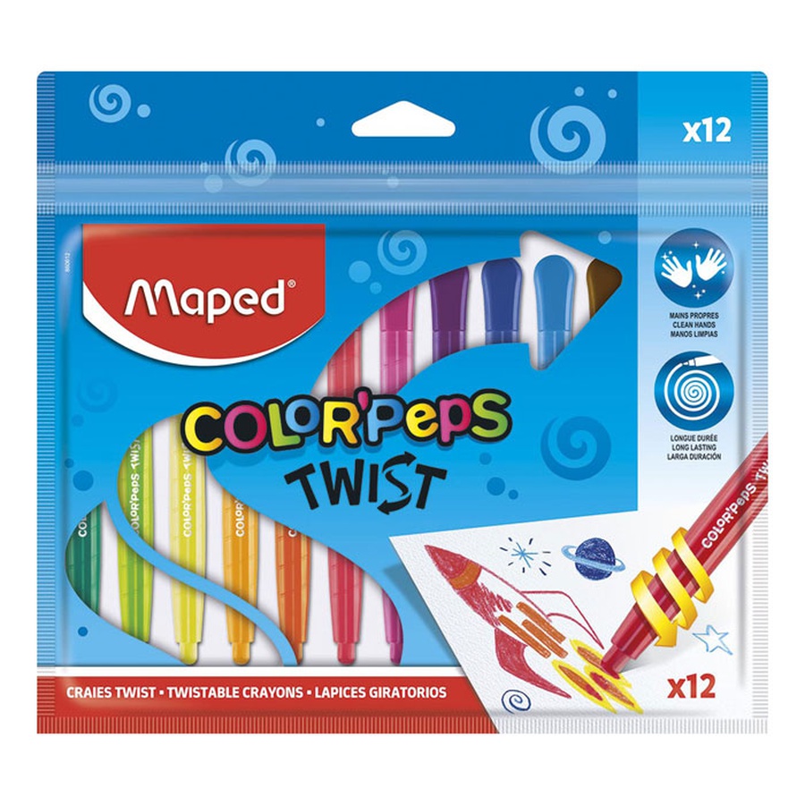 изображение Color'peps twist выкручивающиеся восковые мелки в пакете с подвесом, 12 штук