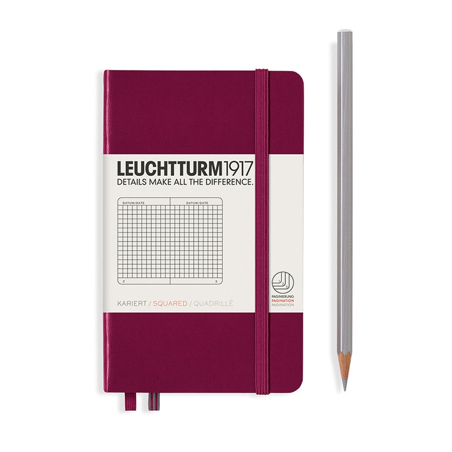 картинка Книга для записей leuchtturm1917 pocket a6 port red, 185 страниц, в клетку