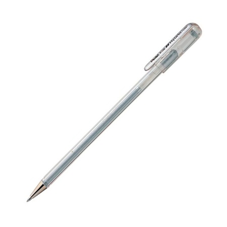 Гелевая серебристая ручка Pentel Hybrid gel Grip K118-Z. Яркие гибридные пигментные чернила не выцветают и не смываются. диаметр шарика 0,8 мм, толщи…