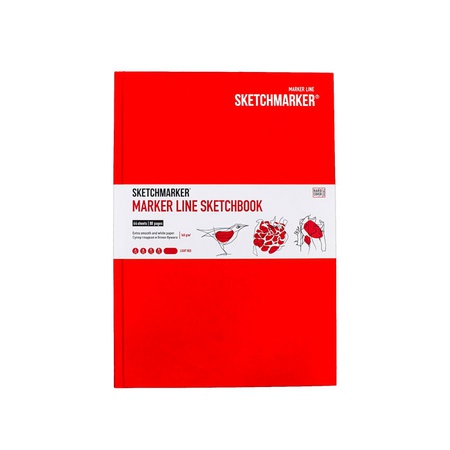картинка Скетчбук sketchmarker marker line 160г/м2 176х250мм 44л тв.обложка, цв.светло-красный