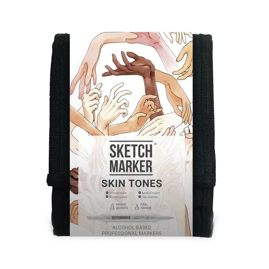 изображение Набор маркеров sketchmarker skin tones 12шт оттенки кожи + сумка органайзер
