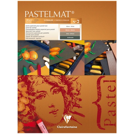 Блокнот для пастели Clairefontaine PASTELMAT, 30х40 см, 360г/м2, четырехцветный блок, 12 листов