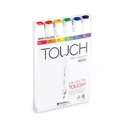 фотография Набор спиртовых маркеров touch brush shinhanart 6 базовых цветов