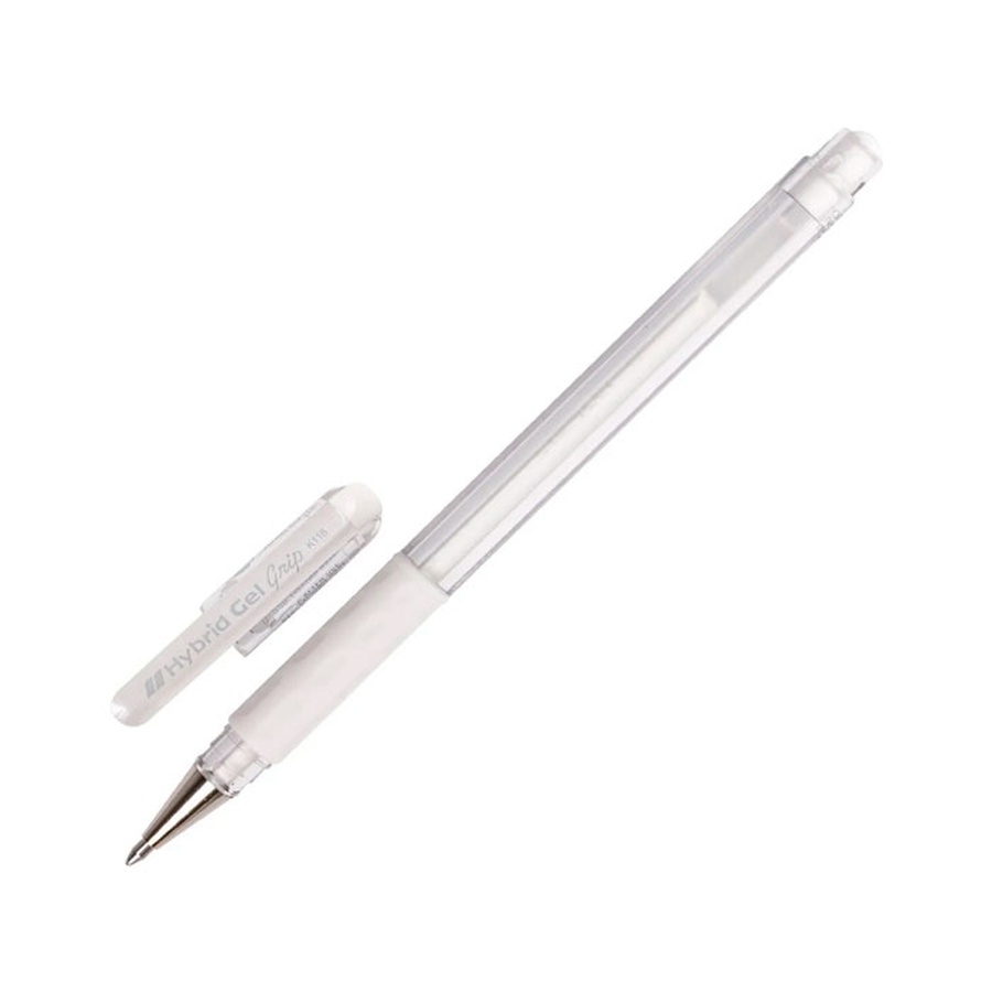 картинка Гелевая ручка hybrid gel pentel, цвет чернил - белый, толщина линии 0,8 мм