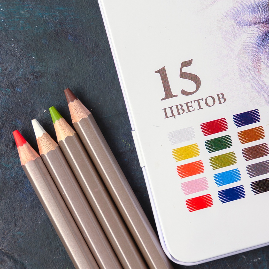 фотография Набор цветных карандашей малевичъ grafart pro, 15 цветов