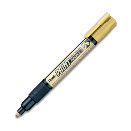 Перманентный маркер-краска Pentel Paint MMP20 золотой. Быстросохнущие насыщенные чернила на основе не токсичных нерастворимых в воде углеводородов пи…